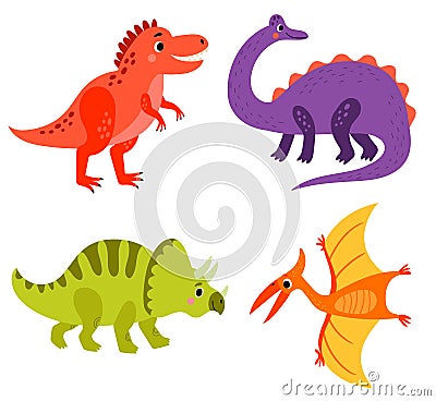 Vector set of cute dinosaurs Vector Illustration